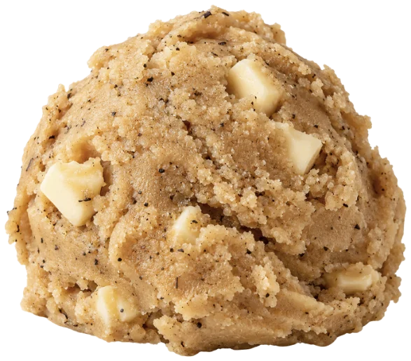 A scoop of Karak Me Up cookie dough flecked with tea and cardamom